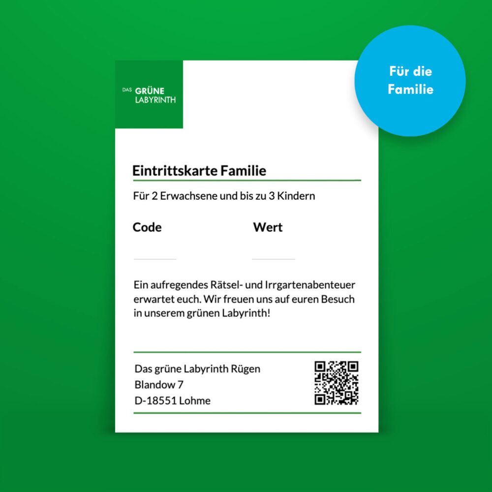 1x Eintrittskarte Maislabyrinth Rügen - Familie 2 Erw. +max. 4 Kinder