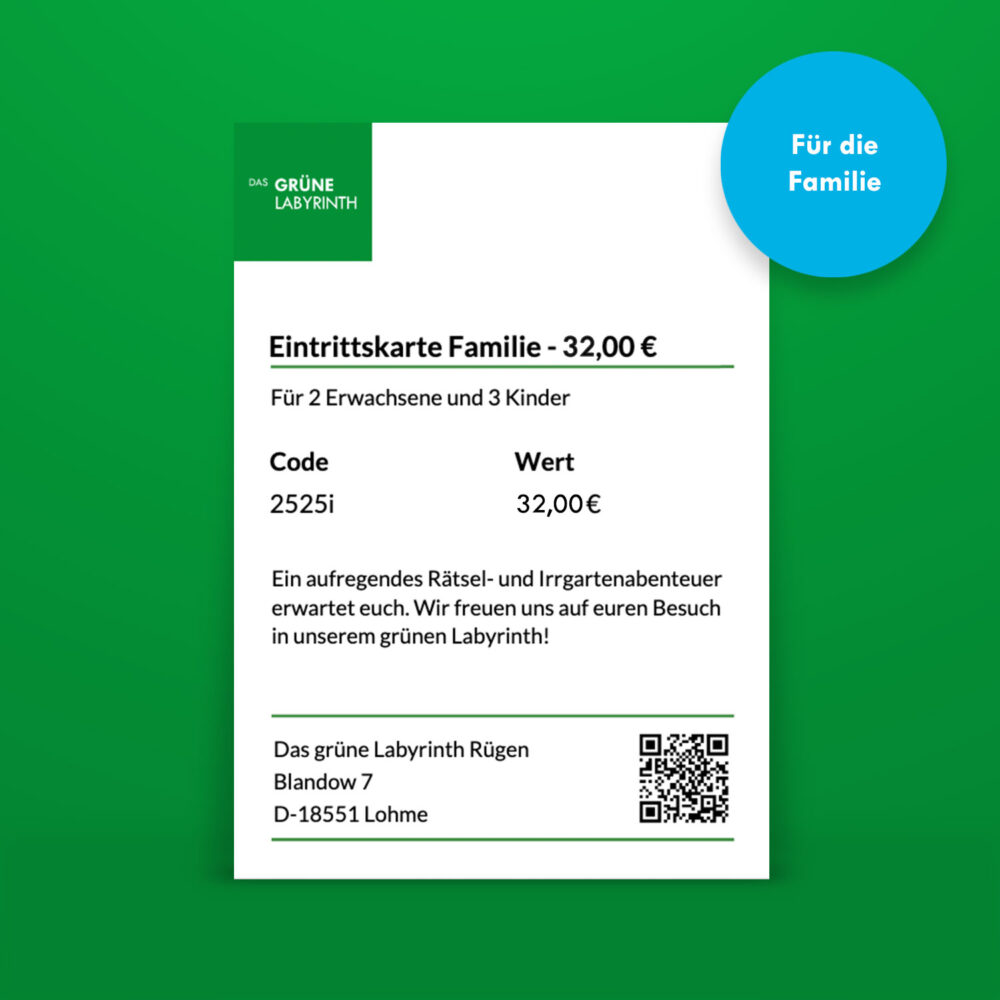 1x Eintrittskarte Maislabyrinth Rügen - Familie